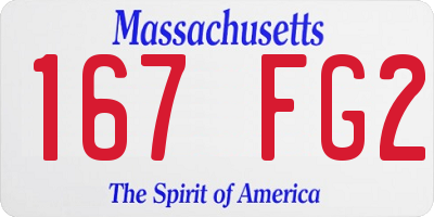 MA license plate 167FG2