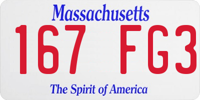 MA license plate 167FG3