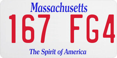 MA license plate 167FG4