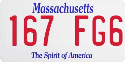 MA license plate 167FG6