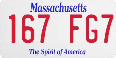 MA license plate 167FG7