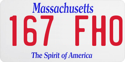 MA license plate 167FH0