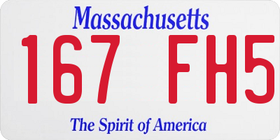 MA license plate 167FH5
