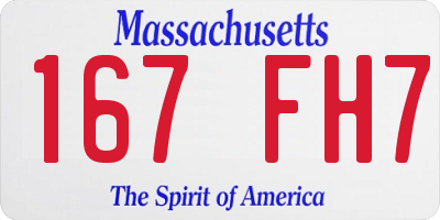 MA license plate 167FH7