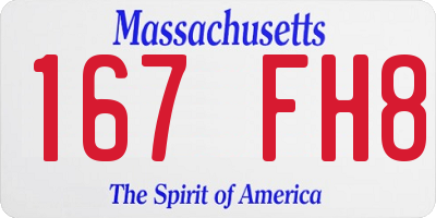 MA license plate 167FH8