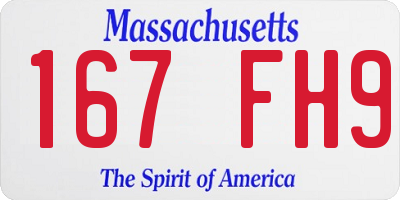 MA license plate 167FH9