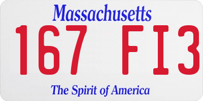 MA license plate 167FI3