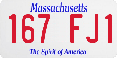 MA license plate 167FJ1
