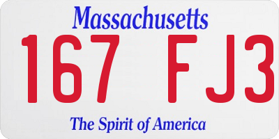 MA license plate 167FJ3