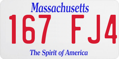 MA license plate 167FJ4