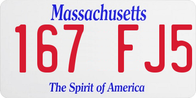 MA license plate 167FJ5