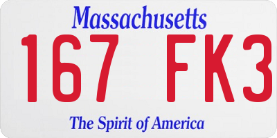 MA license plate 167FK3