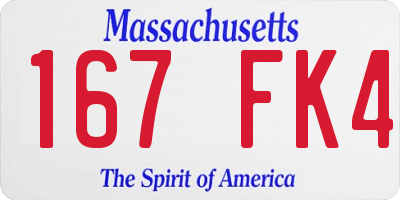 MA license plate 167FK4