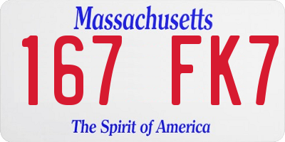 MA license plate 167FK7
