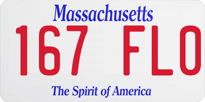 MA license plate 167FL0