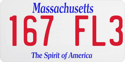 MA license plate 167FL3