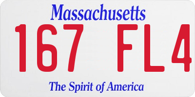 MA license plate 167FL4