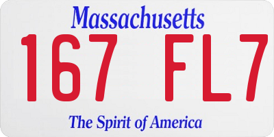 MA license plate 167FL7