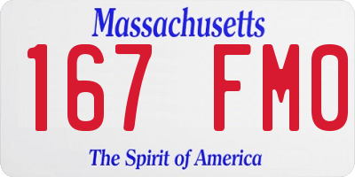 MA license plate 167FM0