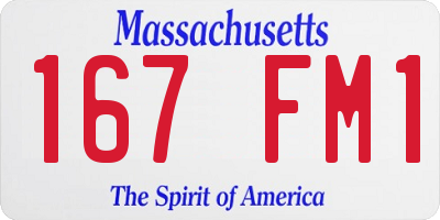 MA license plate 167FM1
