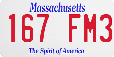MA license plate 167FM3