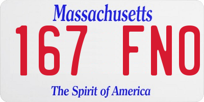 MA license plate 167FN0