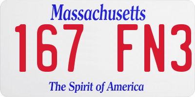 MA license plate 167FN3