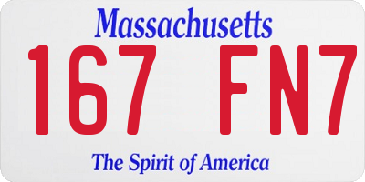 MA license plate 167FN7