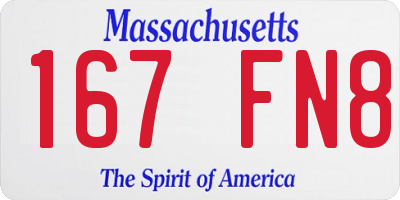 MA license plate 167FN8
