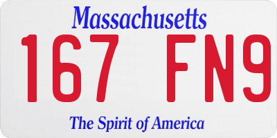 MA license plate 167FN9