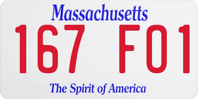MA license plate 167FO1