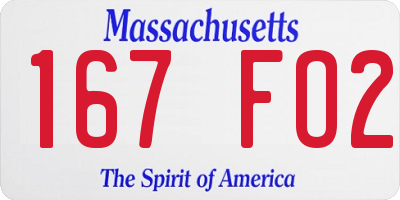 MA license plate 167FO2
