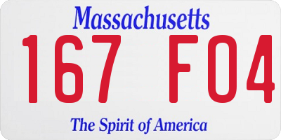 MA license plate 167FO4