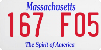 MA license plate 167FO5
