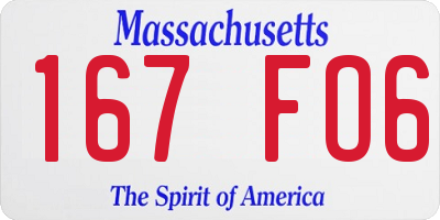 MA license plate 167FO6