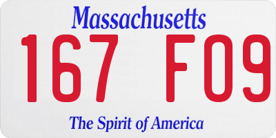 MA license plate 167FO9