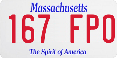 MA license plate 167FP0