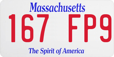 MA license plate 167FP9