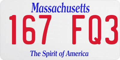 MA license plate 167FQ3