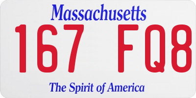 MA license plate 167FQ8