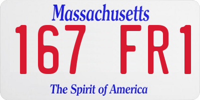 MA license plate 167FR1