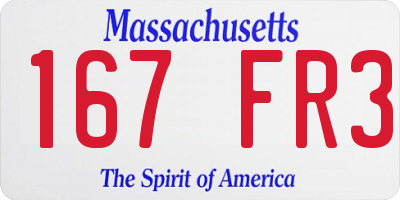 MA license plate 167FR3