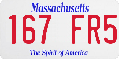 MA license plate 167FR5