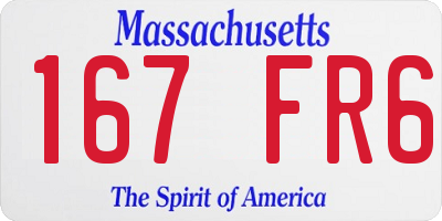 MA license plate 167FR6