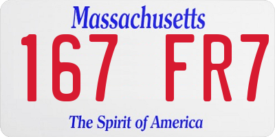 MA license plate 167FR7