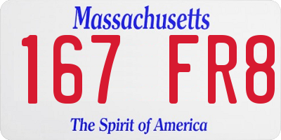 MA license plate 167FR8