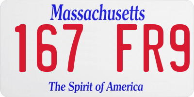MA license plate 167FR9