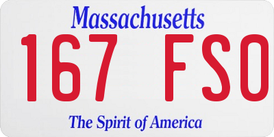 MA license plate 167FS0