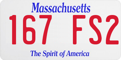MA license plate 167FS2