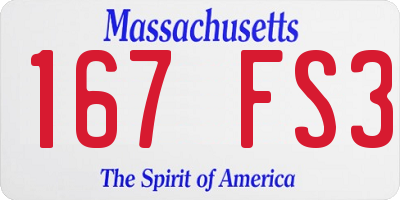MA license plate 167FS3
